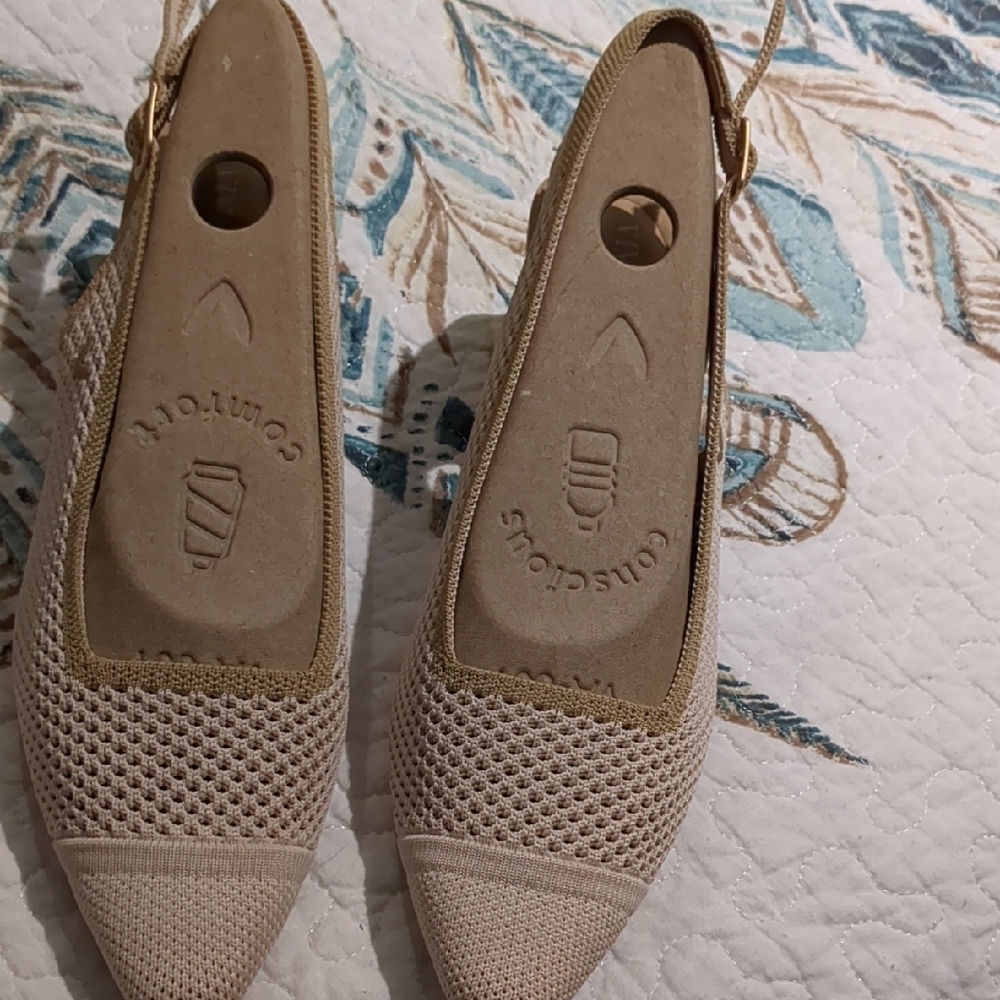 Vivaia tan sling back. Never been worn!